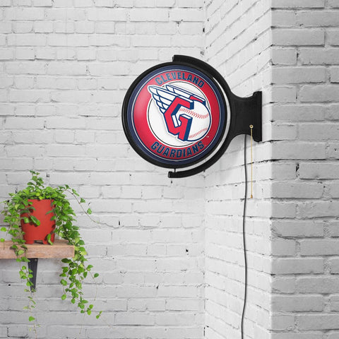 Cleveland Guardians: Original Round Rotating Lighted Wall Sign - The Fan-Brand