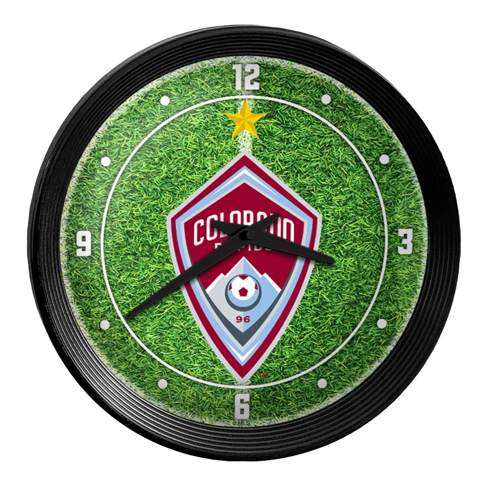 Colorado Rapids: Pitch - Ribbed Frame Wall Clock - The Fan-Brand