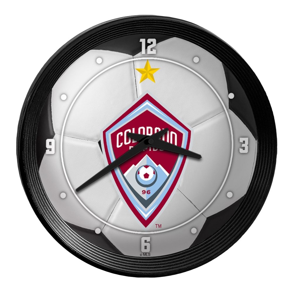 Colorado Rapids: Soccer Ball - Ribbed Frame Wall Clock - The Fan-Brand