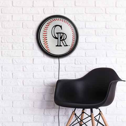 Colorado Rockies: Baseball - Round Slimline Lighted Wall Sign - The Fan-Brand