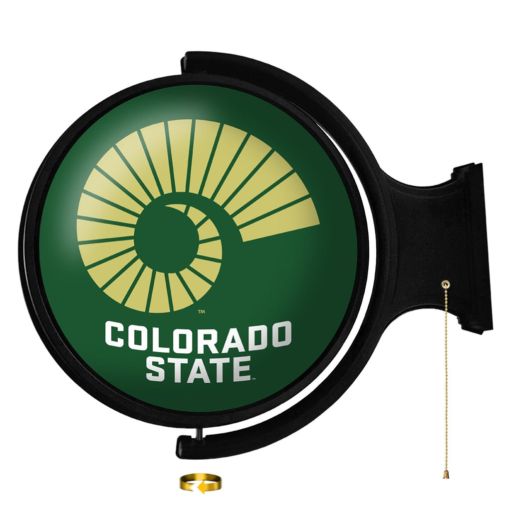 Colorado State Rams: Ram's Horn - Original Round Rotating Lighted Wall Sign - The Fan-Brand