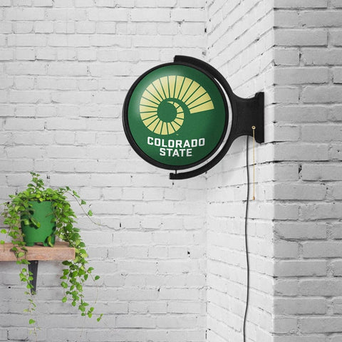 Colorado State Rams: Ram's Horn - Original Round Rotating Lighted Wall Sign - The Fan-Brand
