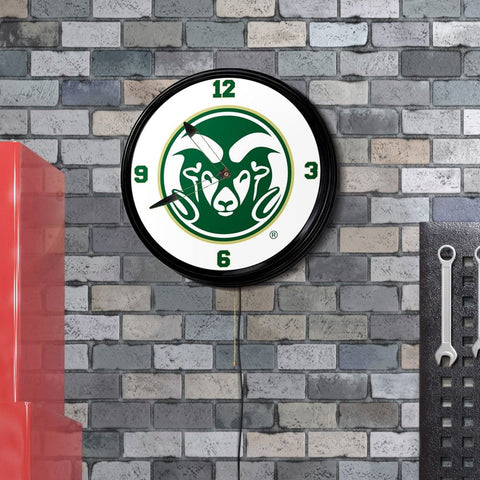 Colorado State Rams: Retro Lighted Wall Clock - The Fan-Brand
