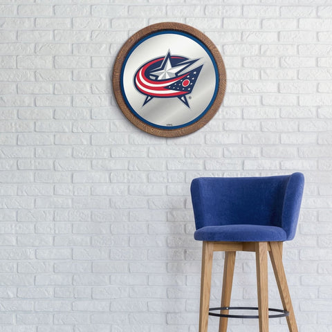 Columbus Blue Jackets: Mirrored Barrel Top Wall Sign - The Fan-Brand