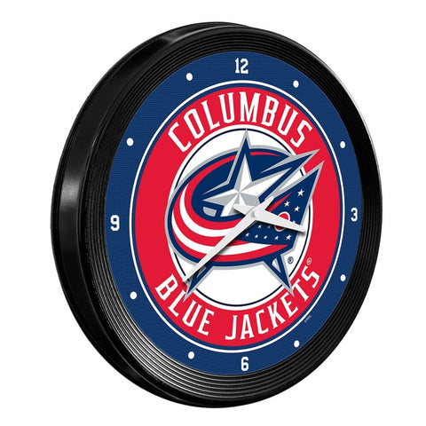 Columbus Blue Jackets: Ribbed Frame Wall Clock - The Fan-Brand