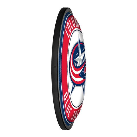 Columbus Blue Jackets: Round Slimline Lighted Wall Sign - The Fan-Brand