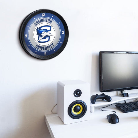 Creighton Bluejays: Ribbed Frame Wall Clock - The Fan-Brand