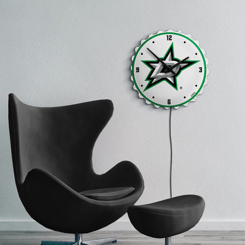 Dallas Stars: Bottle Cap Lighted Wall Clock - The Fan-Brand