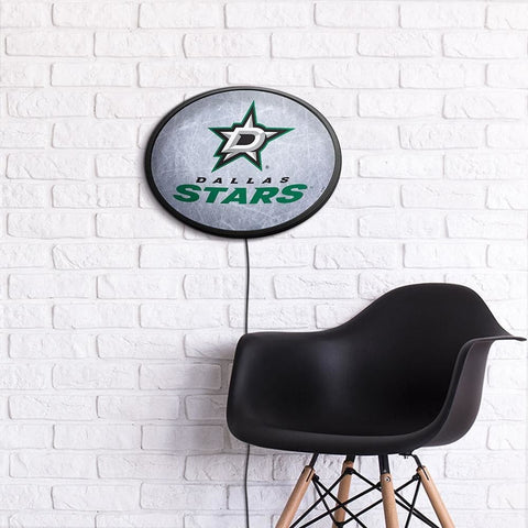 Dallas Stars: Ice Rink - Oval Slimline Lighted Wall Sign - The Fan-Brand