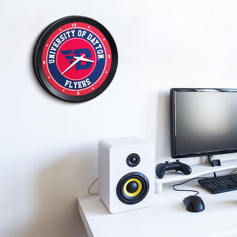 Dayton Flyers: Ribbed Frame Wall Clock - The Fan-Brand