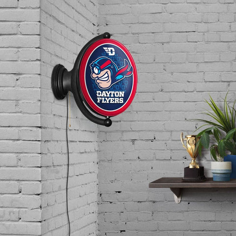 Dayton Flyers: Rudy Flyer - Original Oval Rotating Lighted Wall Sign - The Fan-Brand