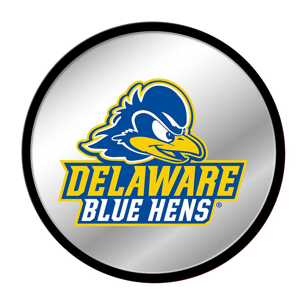Delaware Blue Hens: Logo - Modern Disc Mirrored Wall Sign - The Fan-Brand