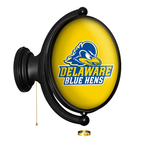 Delaware Blue Hens: Logo - Original Oval Rotating Lighted Wall Sign - The Fan-Brand