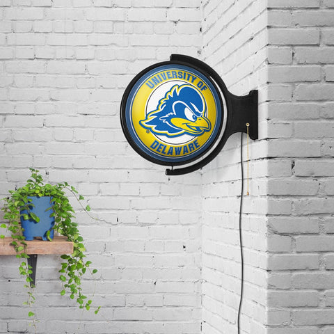 Delaware Blue Hens: Original Round Rotating Lighted Wall Sign - The Fan-Brand