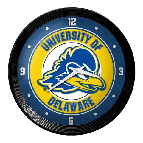 Delaware Blue Hens: Ribbed Frame Wall Clock - The Fan-Brand