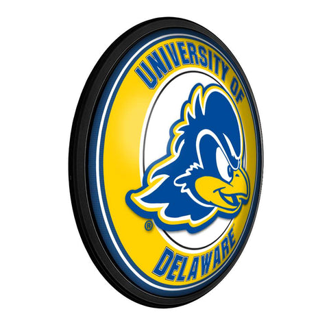 Delaware Blue Hens: Round Slimline Lighted Wall Sign - The Fan-Brand