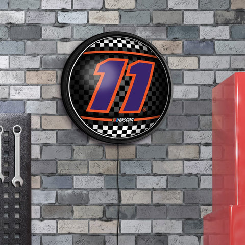 Denny Hamlin: Checkered Flag - Round Slimline Lighted Wall Sign - The Fan-Brand