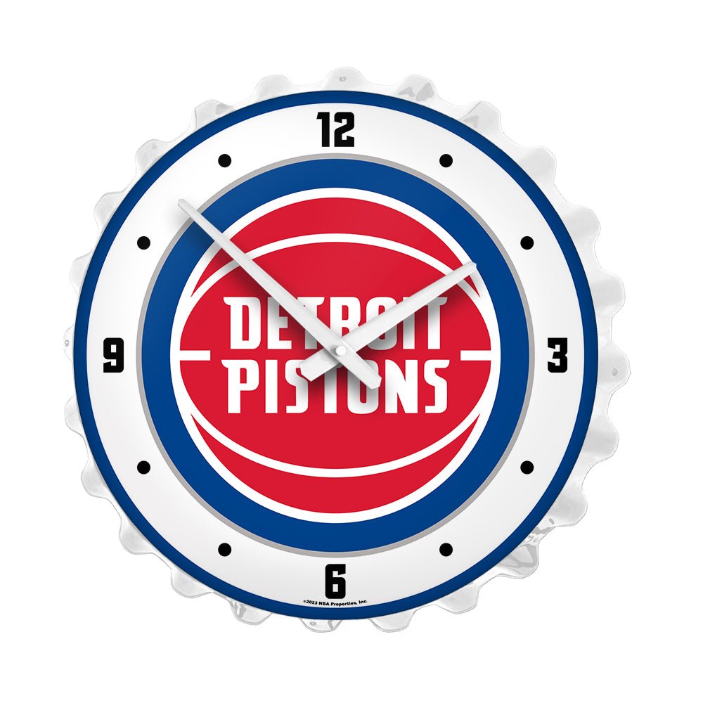 Detroit Pistons: Bottle Cap Lighted Wall Clock - The Fan-Brand