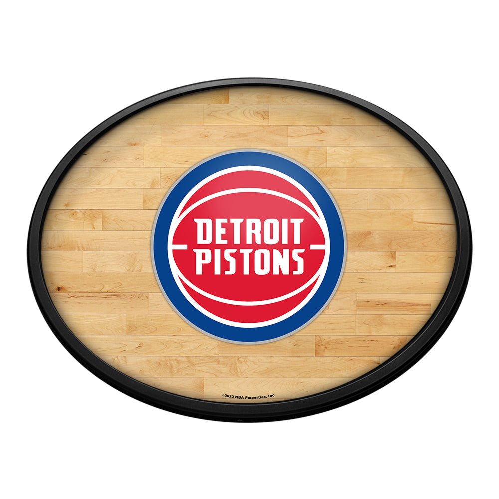 Detroit Pistons: Hardwood - Oval Slimline Lighted Wall Sign - The Fan-Brand