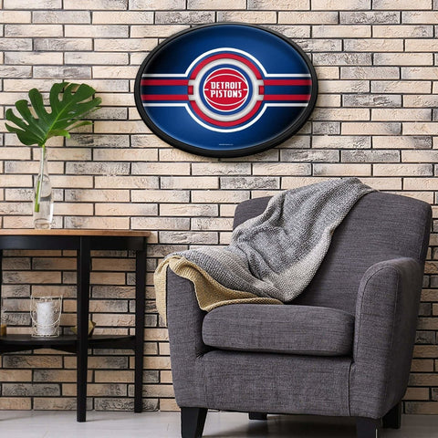 Detroit Pistons: Oval Slimline Lighted Wall Sign - The Fan-Brand