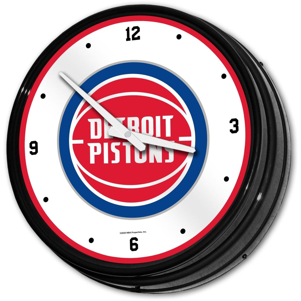 Detroit Pistons: Retro Lighted Wall Clock - The Fan-Brand
