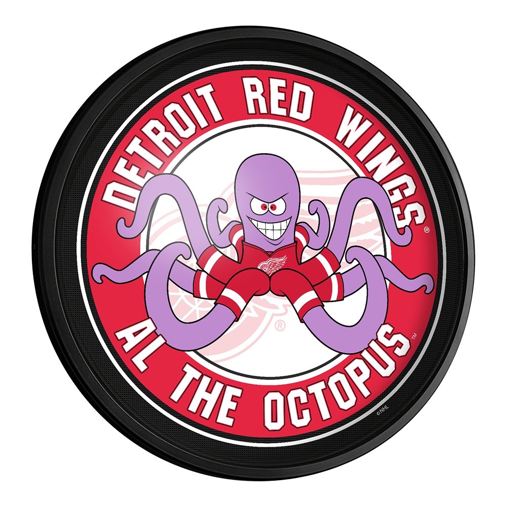 Detroit Red Wings: Al the Octopus - Round Slimline Lighted Wall Sign ...