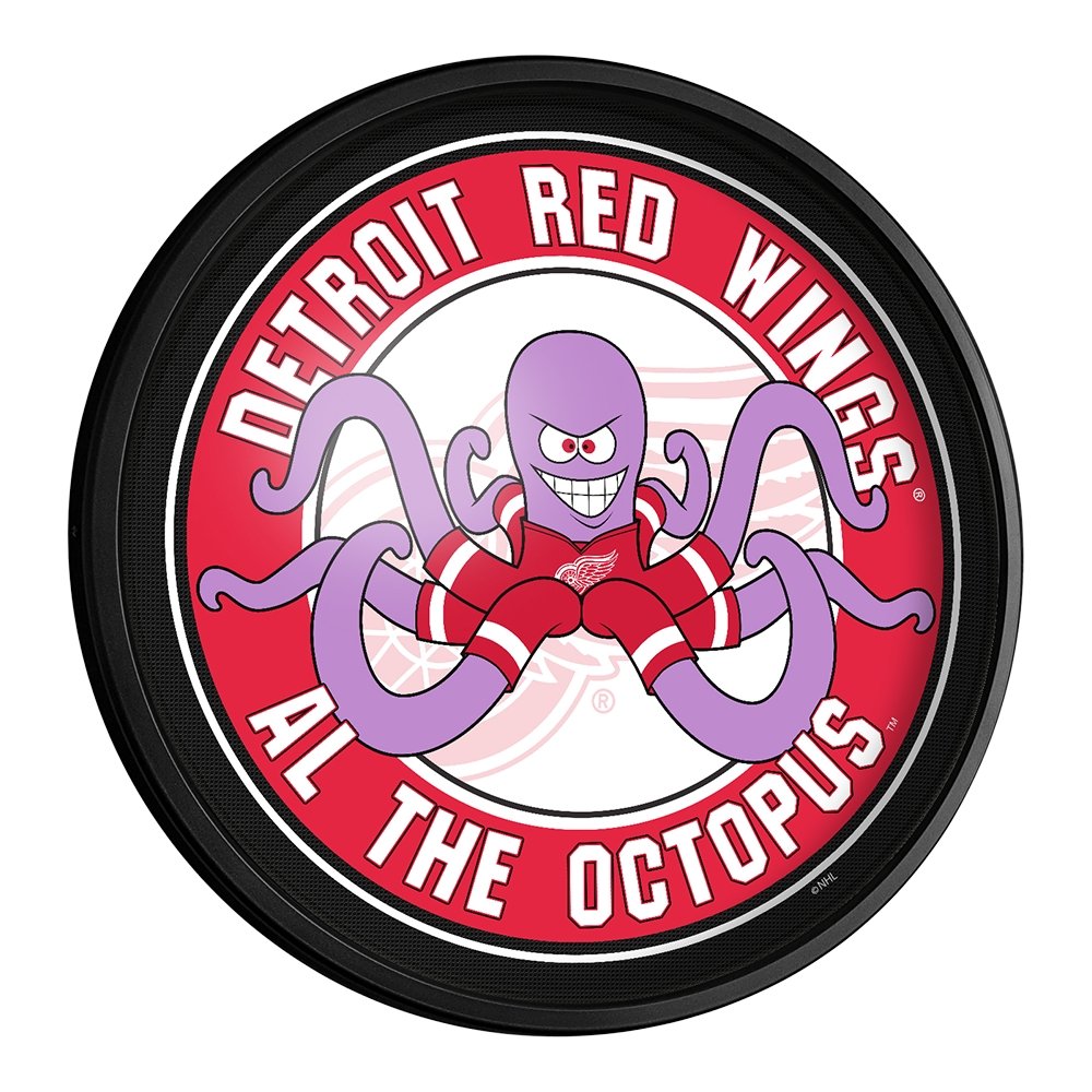 Detroit Red Wings: Al the Octopus - Round Slimline Lighted Wall Sign - The Fan-Brand