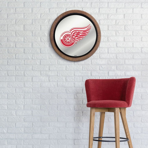 Detroit Red Wings: Mirrored Barrel Top Wall Sign - The Fan-Brand