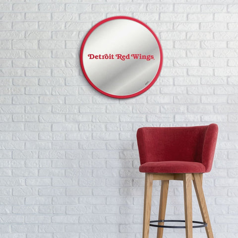 Detroit Red Wings: Secondary Logo - Modern Disc Mirrored Wall Sign - The Fan-Brand