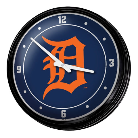 Detroit Tigers: Wordmark - Retro Lighted Wall Clock - The Fan-Brand