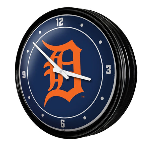Detroit Tigers: Wordmark - Retro Lighted Wall Clock - The Fan-Brand