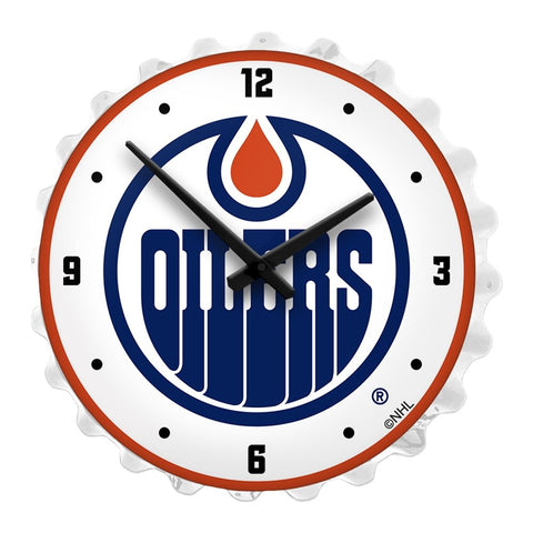Edmonton Oilers: Bottle Cap Lighted Wall Clock - The Fan-Brand