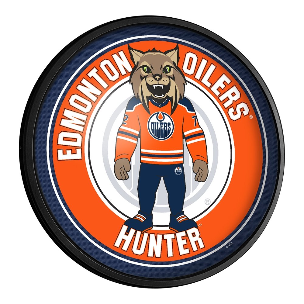 Edmonton Oilers: Hunter - Round Slimline Lighted Wall Sign - The Fan-Brand