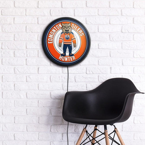 Edmonton Oilers: Hunter - Round Slimline Lighted Wall Sign - The Fan-Brand