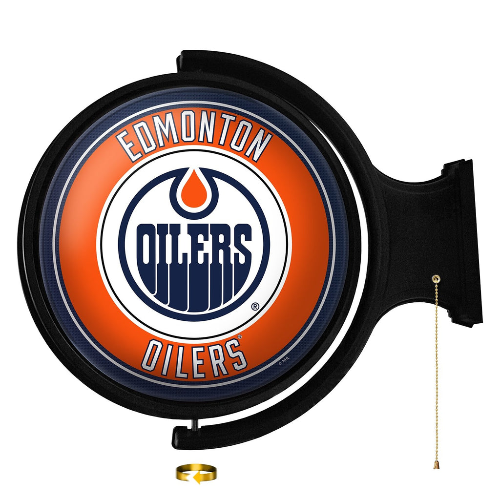 The Fan-Brand 19 in. x 28 in. Edmonton Oilers Logo Framed Mirrored Decorative Sign, Gloss