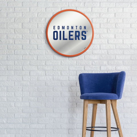 Edmonton Oilers: Secondary Logo - Modern Disc Mirrored Wall Sign - The Fan-Brand