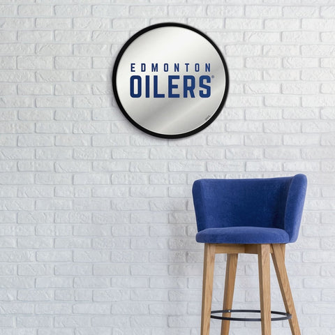 Edmonton Oilers: Secondary Logo - Modern Disc Mirrored Wall Sign - The Fan-Brand