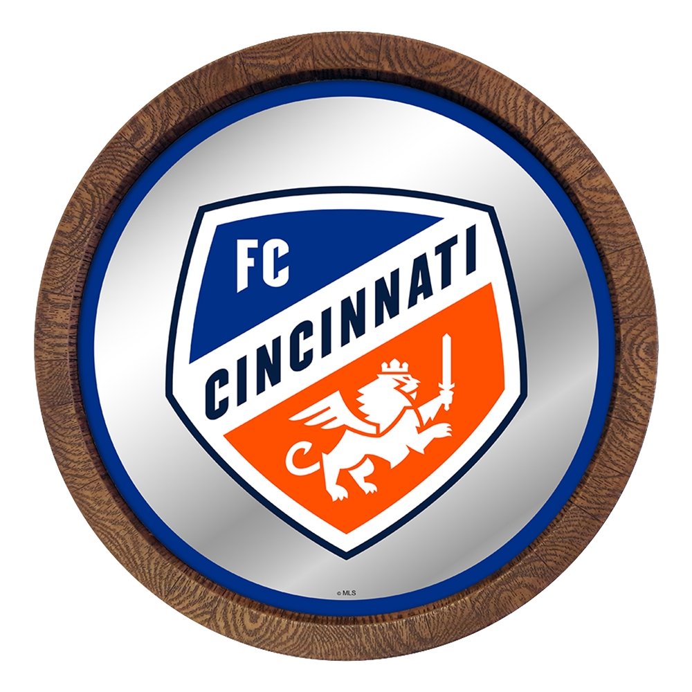FC Cincinnati: Barrel Top Framed Mirror Mirrored Wall Sign - The Fan-Brand