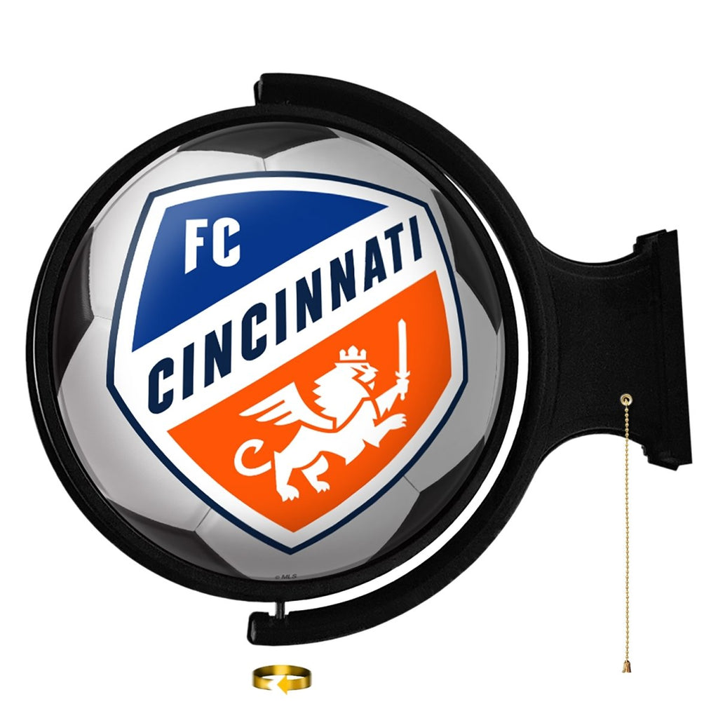 FC Cincinnati: Soccer Ball - Original Round Rotating Lighted Wall Sign - The Fan-Brand