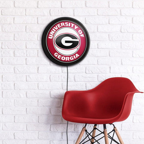 Georgia Bulldogs: Round Slimline Lighted Wall Sign - The Fan-Brand