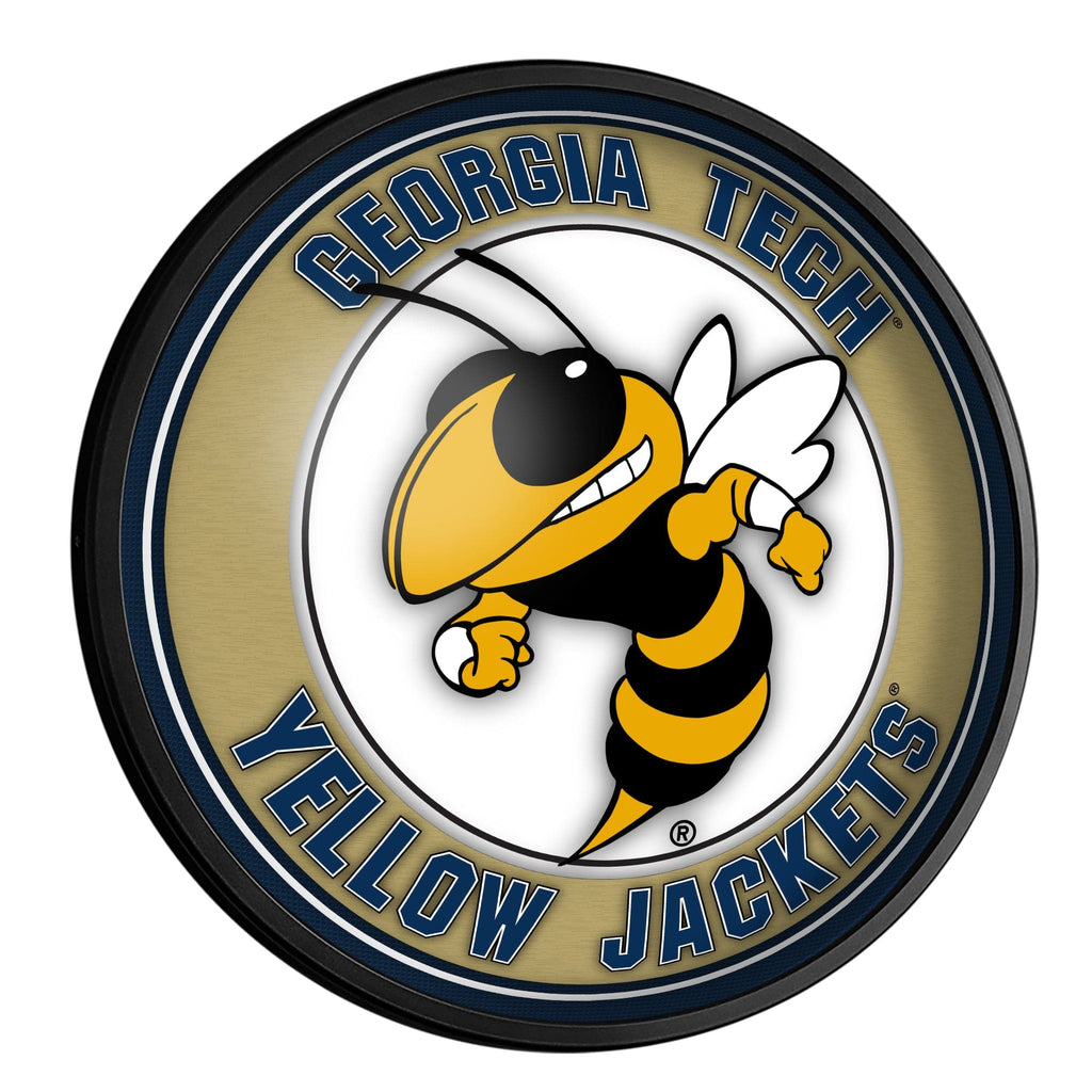 Georgia Tech Yellow Jackets: Mascot - Round Slimline Lighted Wall Sign - The Fan-Brand