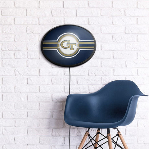 Georgia Tech Yellow Jackets: Oval Slimline Lighted Wall Sign - The Fan-Brand