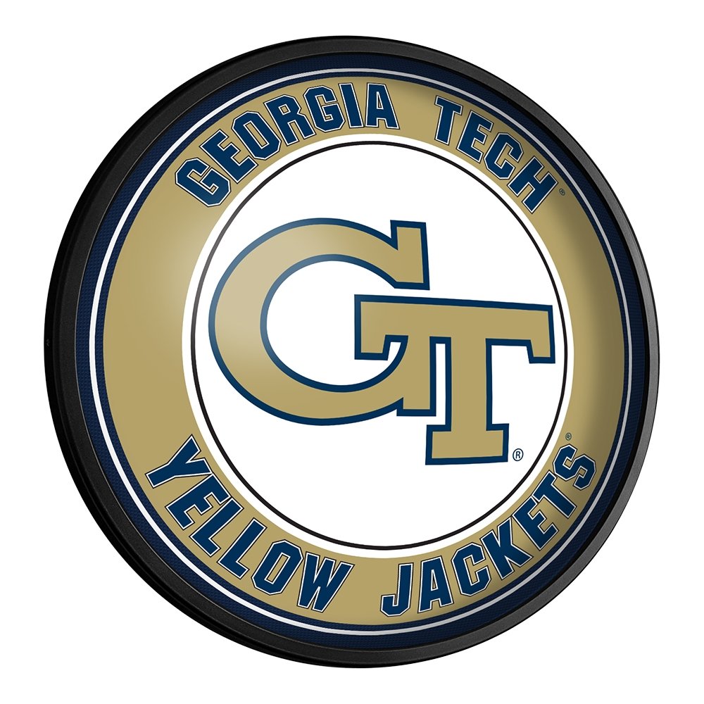 Georgia Tech Yellow Jackets: Round Slimline Lighted Wall Sign - The Fan-Brand