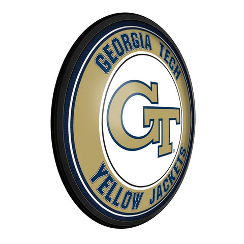 Georgia Tech Yellow Jackets: Round Slimline Lighted Wall Sign - The Fan-Brand