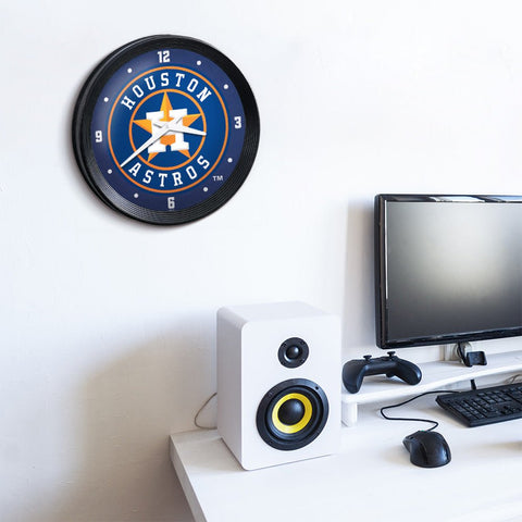 Houston Astros: Ribbed Frame Wall Clock - The Fan-Brand