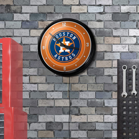 Houston Astros: Wordmark - Retro Lighted Wall Clock - The Fan-Brand