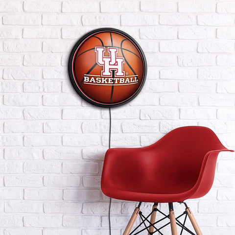 Houston Cougars: Basketball - Round Slimline Lighted Wall Sign - The Fan-Brand