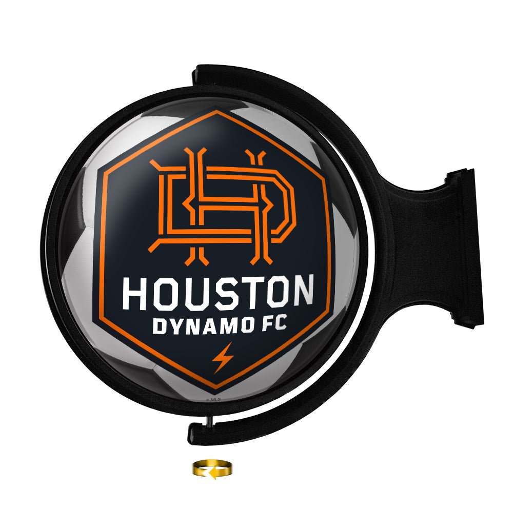 Houston Dynamo: Soccer Ball - Original Round Rotating Lighted Wall Sign - The Fan-Brand