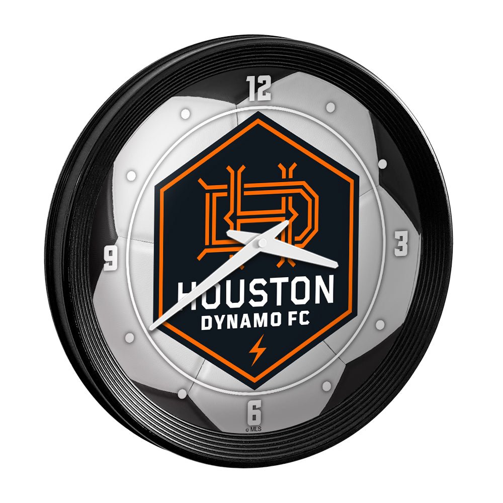Houston Dynamo: Soccer Ball - Ribbed Frame Wall Clock - The Fan-Brand