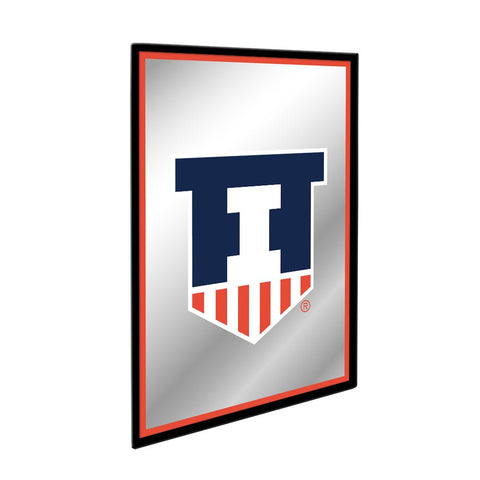 Illinois Fighting Illini: Badge - Framed Mirrored Wall Sign - The Fan-Brand